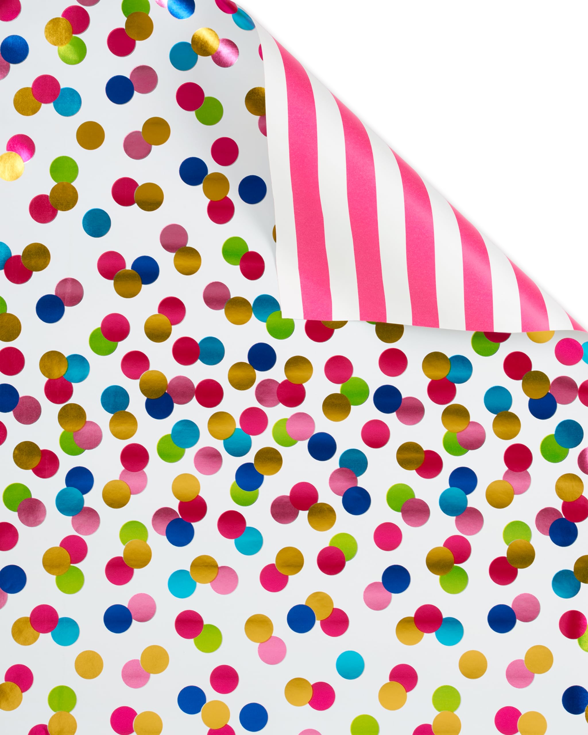 American Greetings Reversible Birthday Wrapping Paper, Floral, Cupcakes, and Polka Dots (4 Rolls, 120 sq. ft) - Image 9