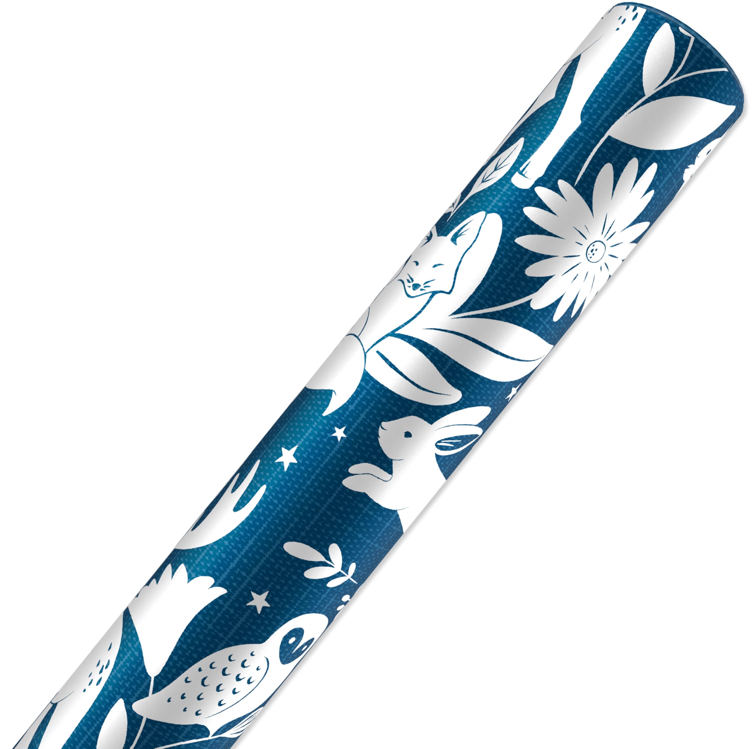 American Greetings Reversible Christmas Wrapping Paper Roll, Woodland Animals Holiday Gift Wrap (60 sq. ft., 1 Standard Roll) Navy Blue and White - Image 4