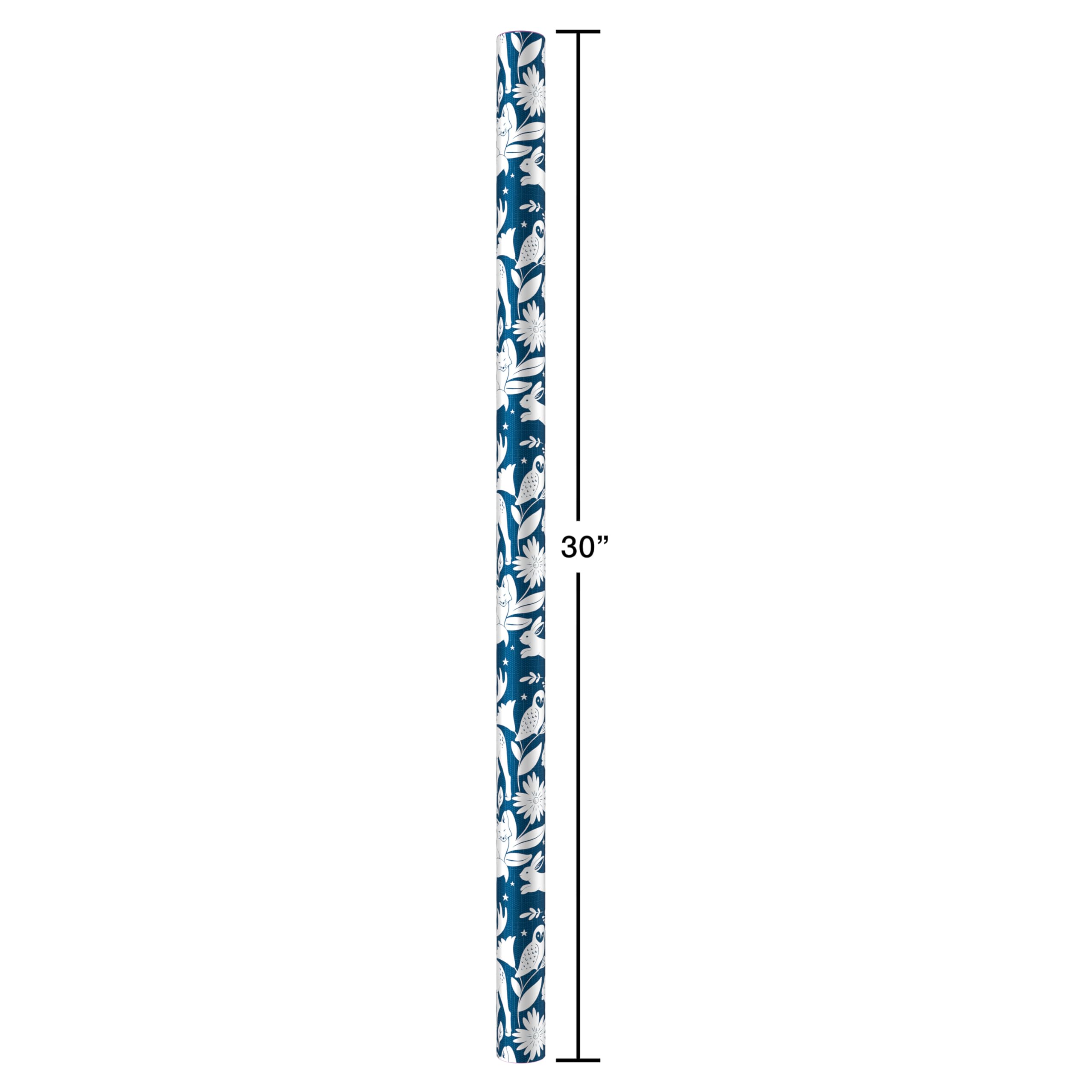 American Greetings Reversible Christmas Wrapping Paper Roll, Woodland Animals Holiday Gift Wrap (60 sq. ft., 1 Standard Roll) Navy Blue and White - Image 5