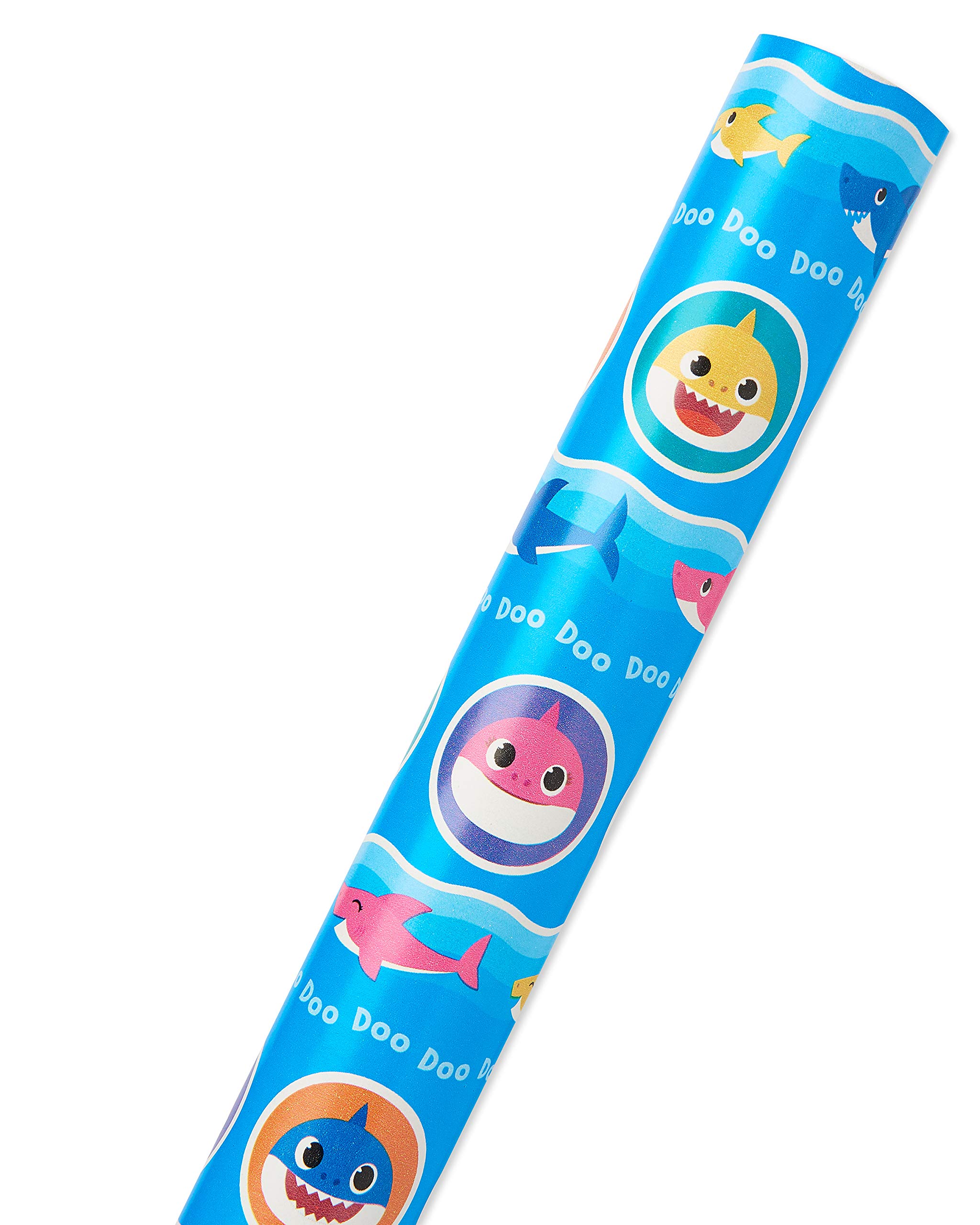 American Greetings Reversible Wrapping Paper, Baby Shark (1 Roll, 75 sq. ft.) - Image 3