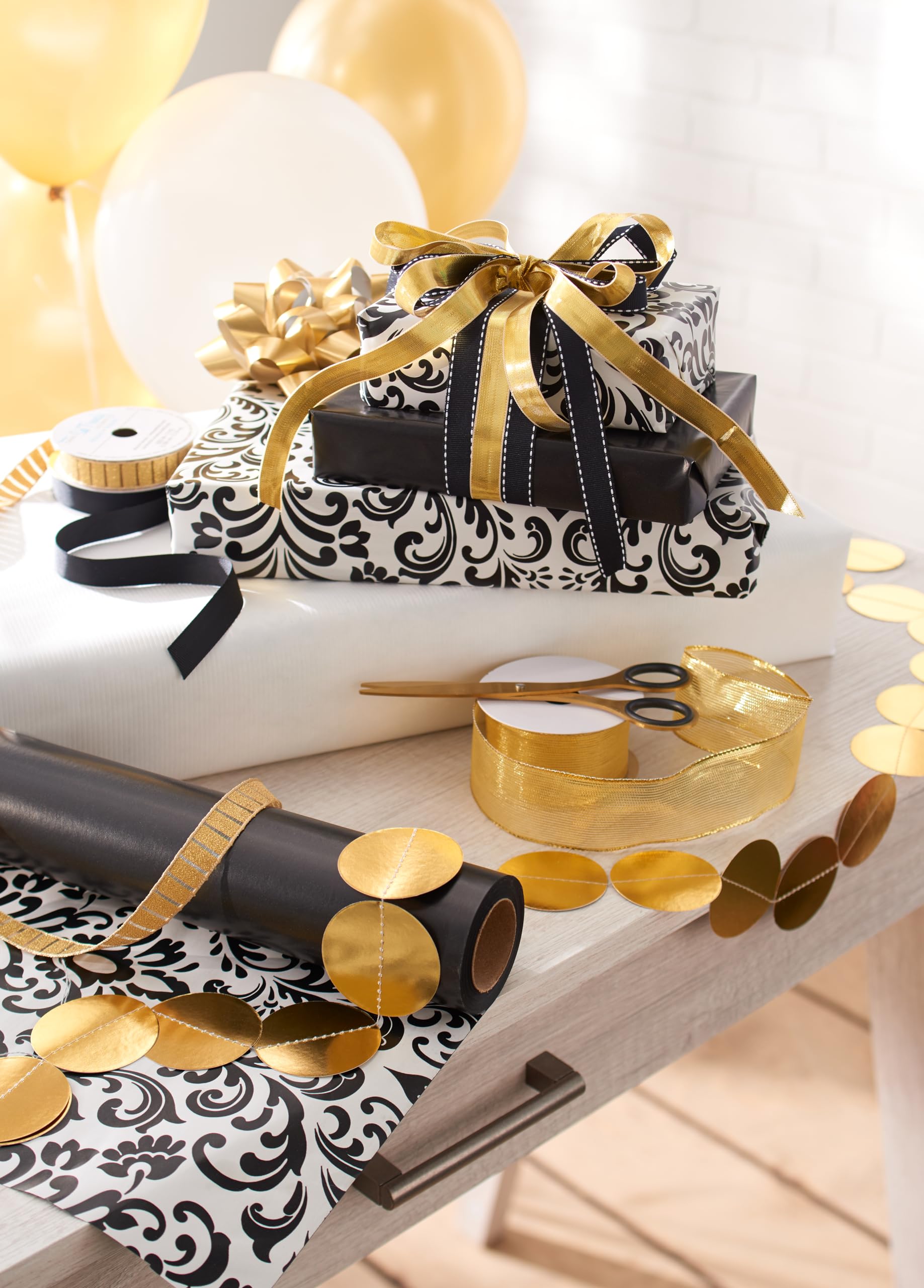 American Greetings Reversible Wrapping Paper, Black and Damask (1 Jumbo Roll, 175 sq. ft.) - Image 6