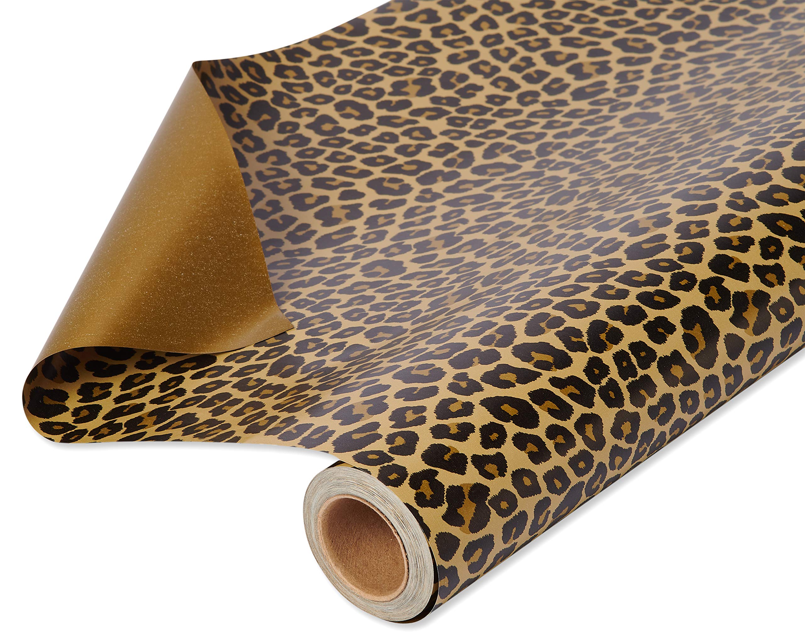 American Greetings Reversible Wrapping Paper Jumbo Roll, Leopard and Gold (1 Roll, 175 sq. ft.)