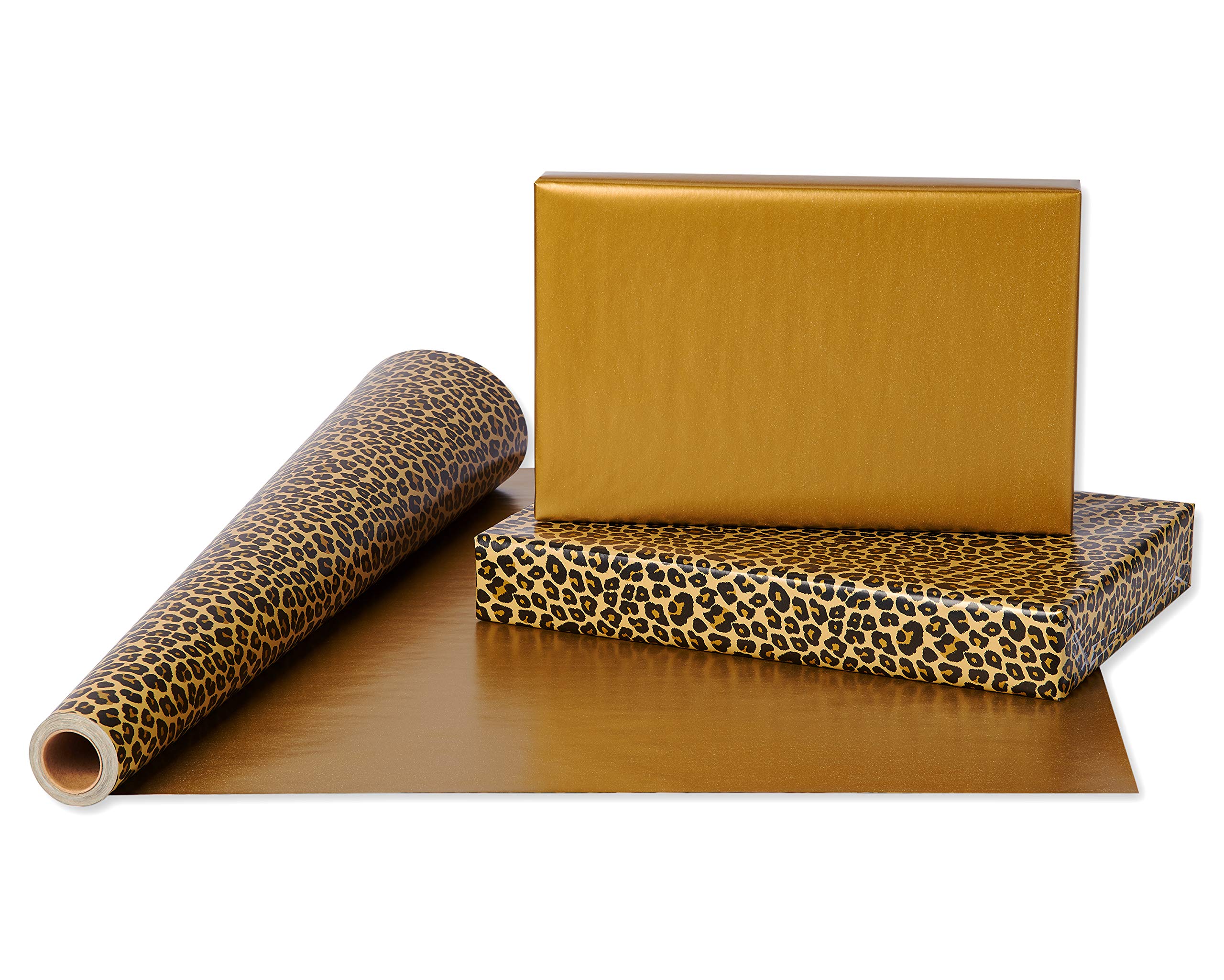 American Greetings Reversible Wrapping Paper Jumbo Roll, Leopard and Gold (1 Roll, 175 sq. ft.) - Image 2