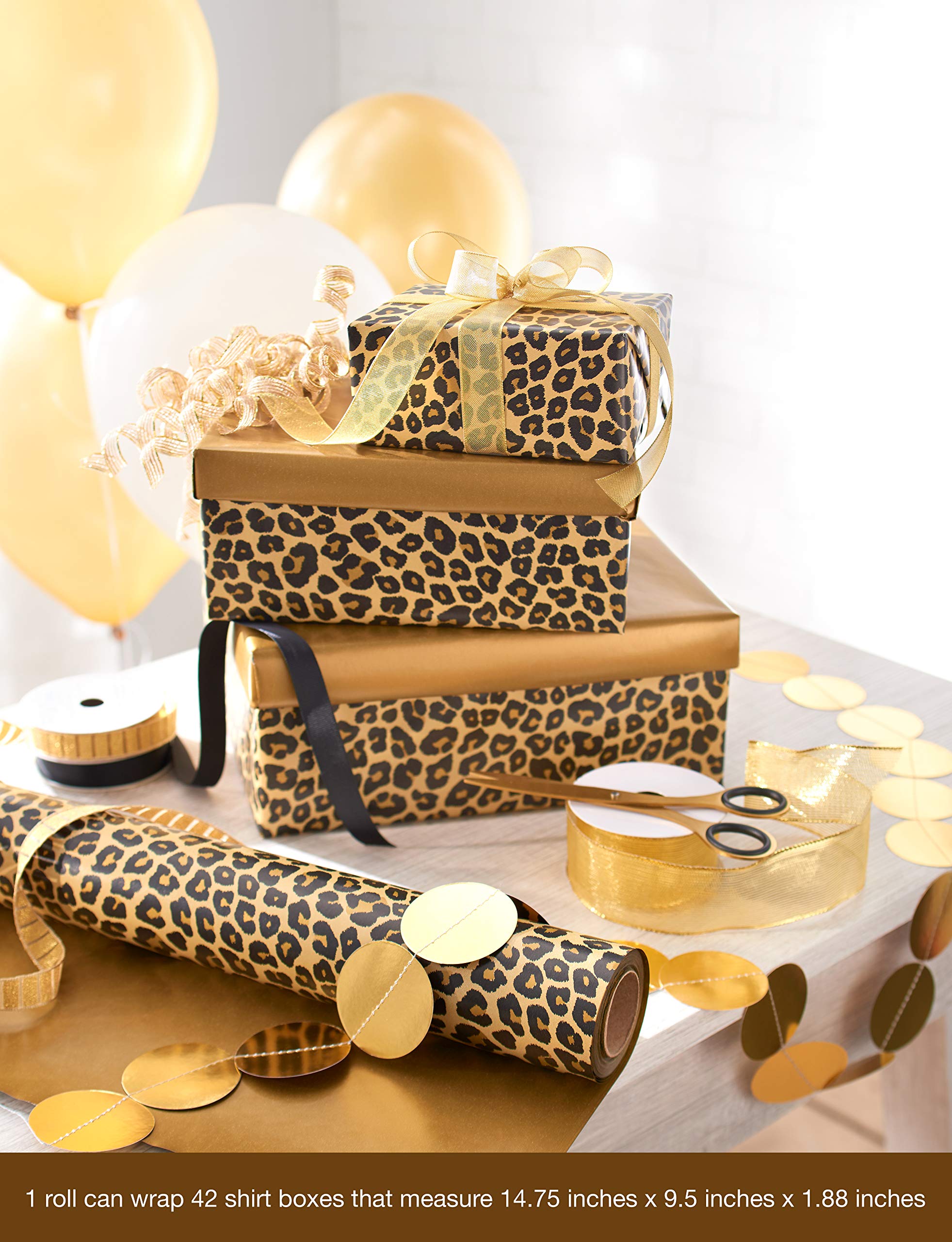 American Greetings Reversible Wrapping Paper Jumbo Roll, Leopard and Gold (1 Roll, 175 sq. ft.) - Image 5
