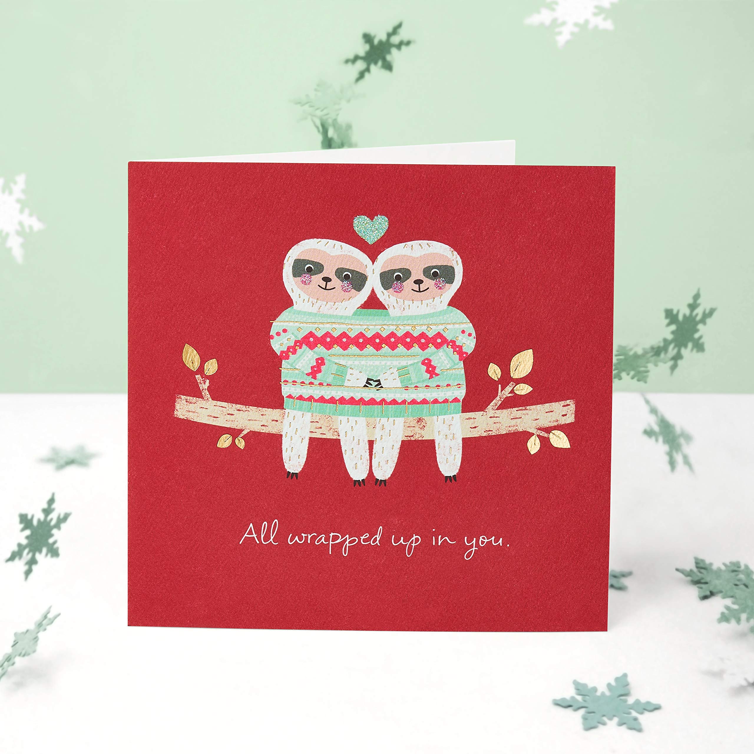 American Greetings Romantic Christmas Card for Boyfriend, Girlfriend, Spouse, Partner, Cute Cuddling Sloths Holiday Greeting (Favorite Place to Be) - Image 6