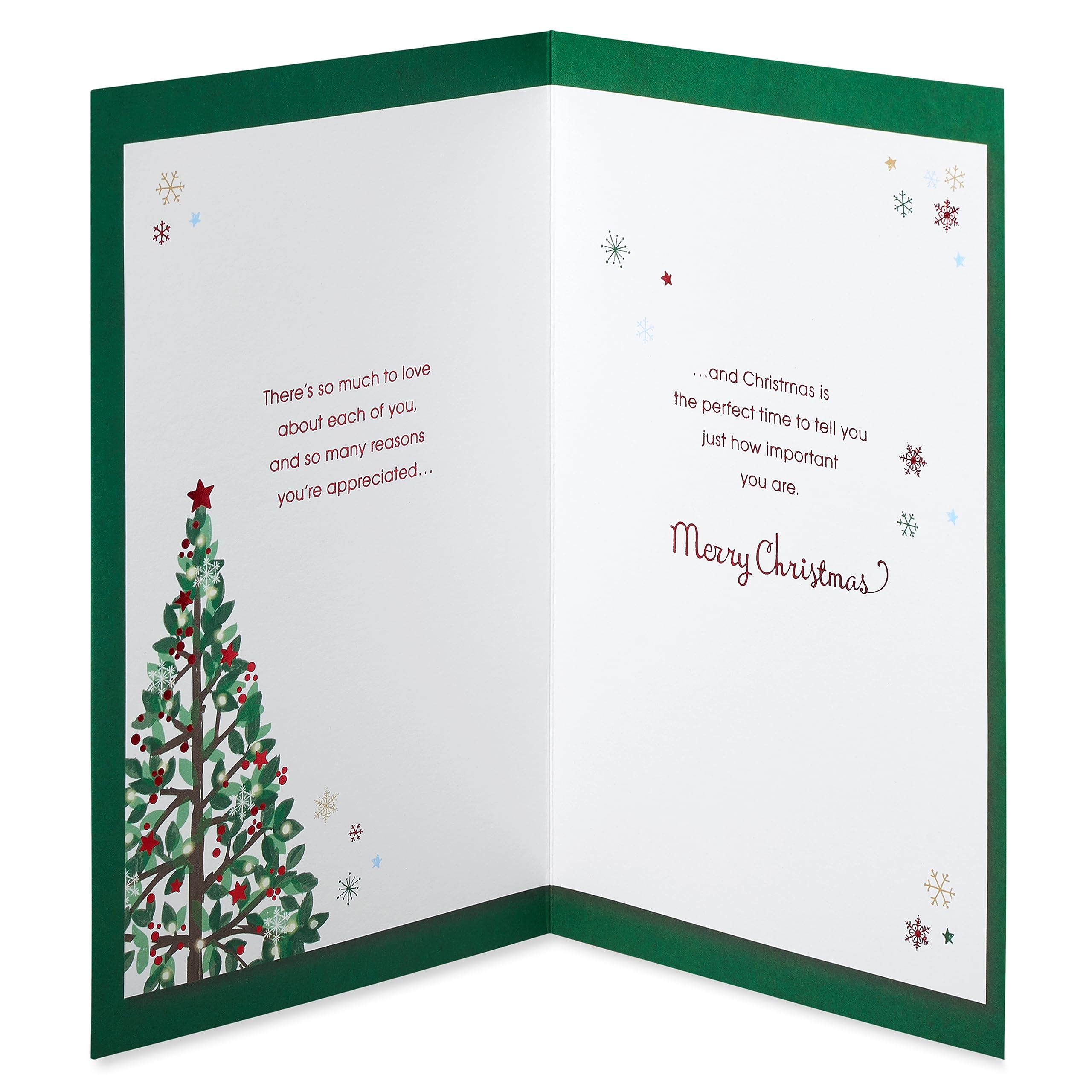 American Greetings Sentimental Christmas Card for Daughter and Family, Beautiful Holiday Greeting with Artistic Die-Cut Winter Florals and Glimmering Christmas Tree (You're Appreciated) - Image 2