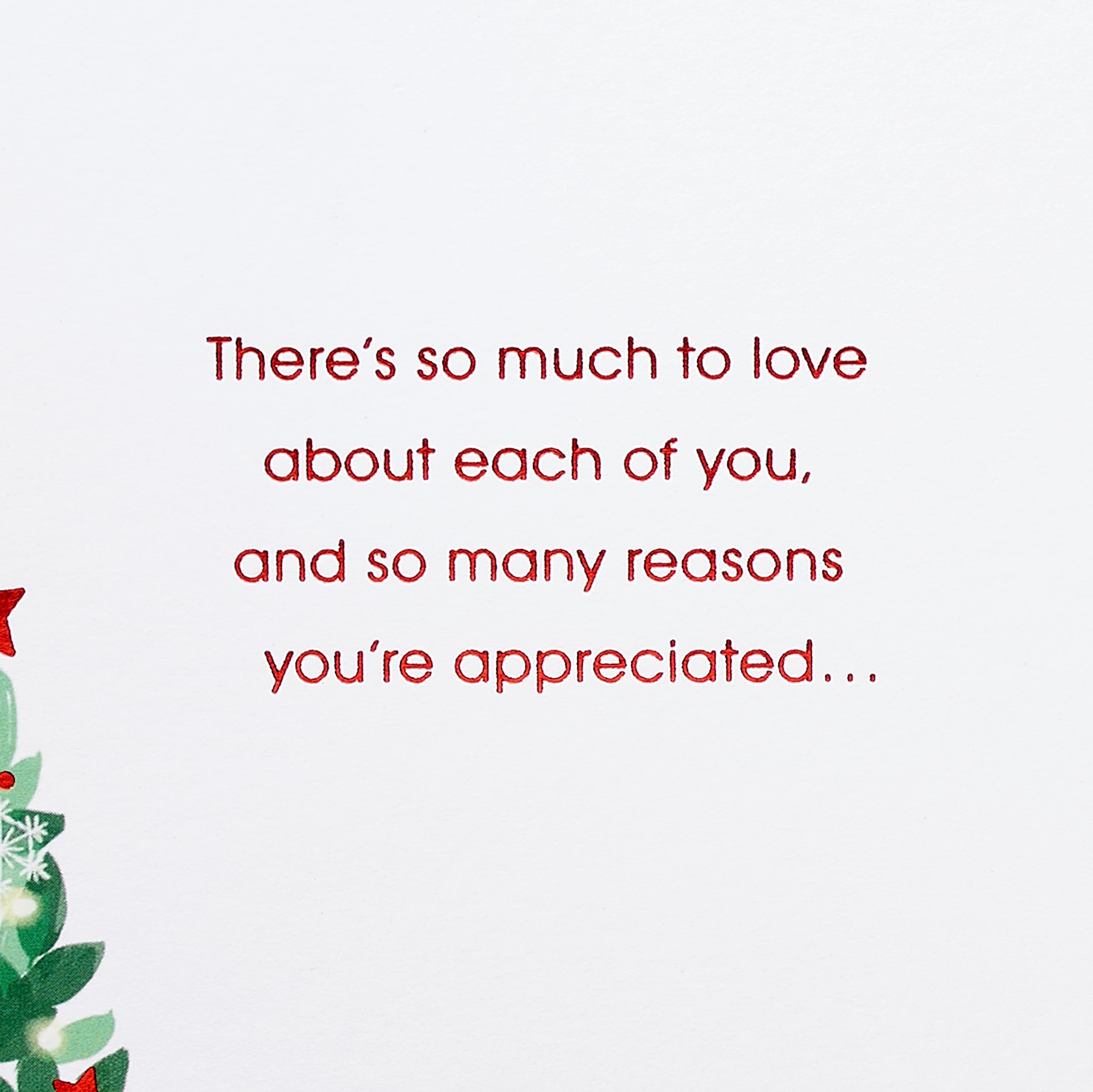American Greetings Sentimental Christmas Card for Daughter and Family, Beautiful Holiday Greeting with Artistic Die-Cut Winter Florals and Glimmering Christmas Tree (You're Appreciated) - Image 4