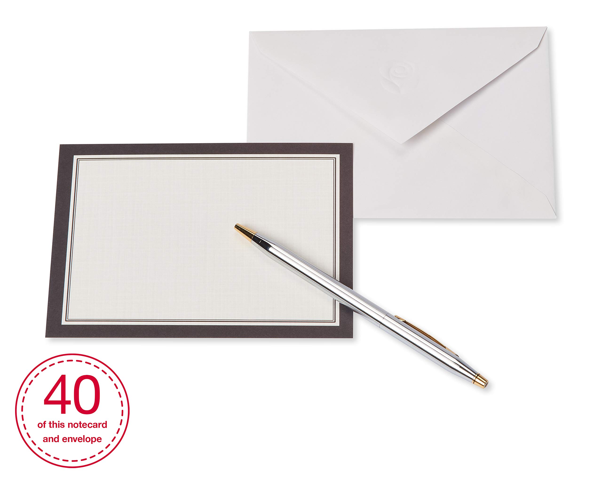 American Greetings Single Panel Blank Cards with Envelopes, Ivory with Black Border (40-Count) - Image 3