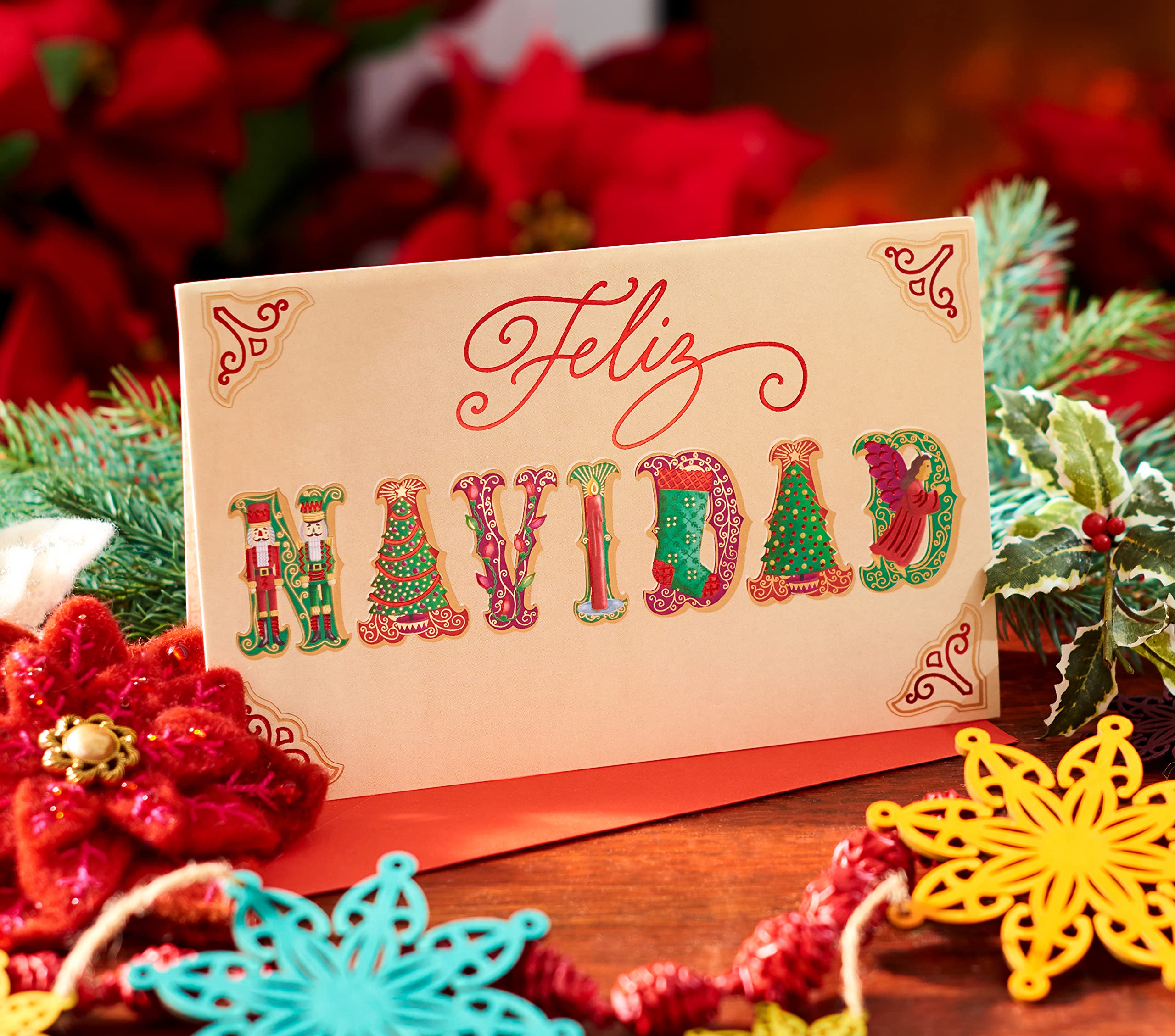 American Greetings Spanish Christmas Card, Tarjeta para Feliz Navidad (Llena Los Corazones de Amor) - Image 4