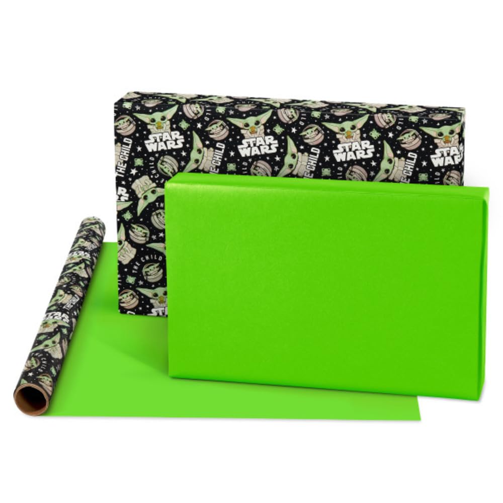American Greetings Star Wars Mandalorian Wrapping Paper, The Child/Baby Yoda (1 Roll, 75 sq. ft.) - Image 3