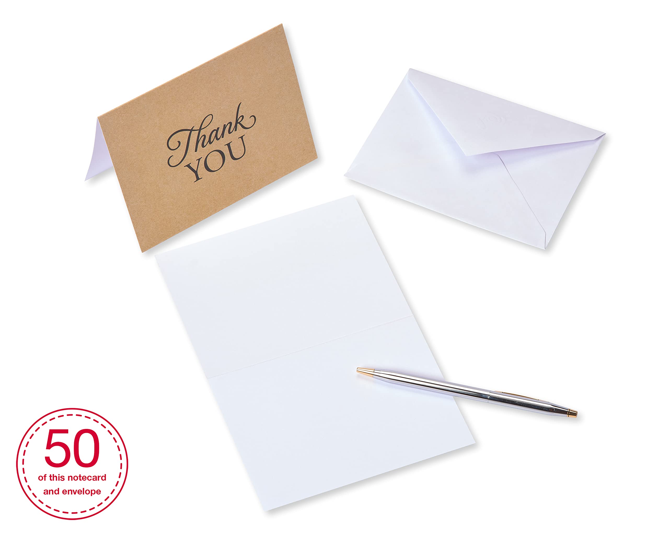 American Greetings Thank You Cards with Envelopes, Brown Kraft-Style (50-Count) - Image 6