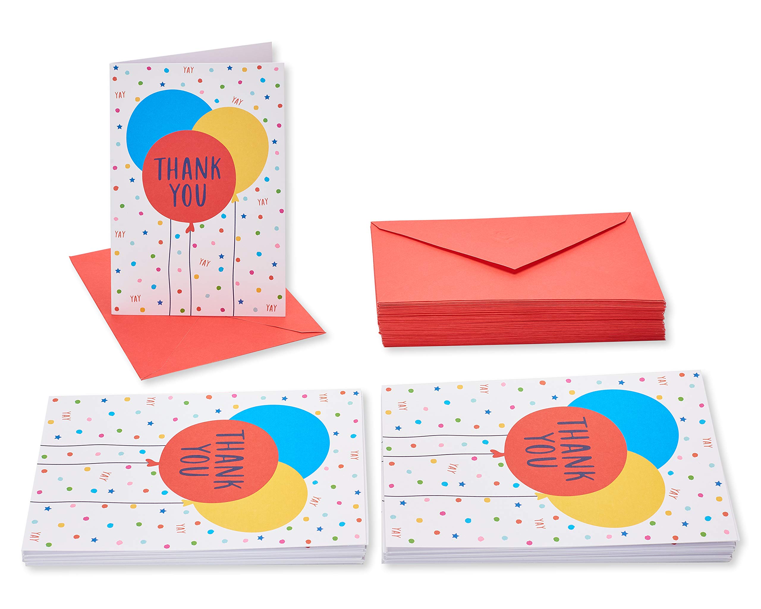 American Greetings Thank You Cards with Envelopes, Multi Color Balloons (48-Count) - Image 2