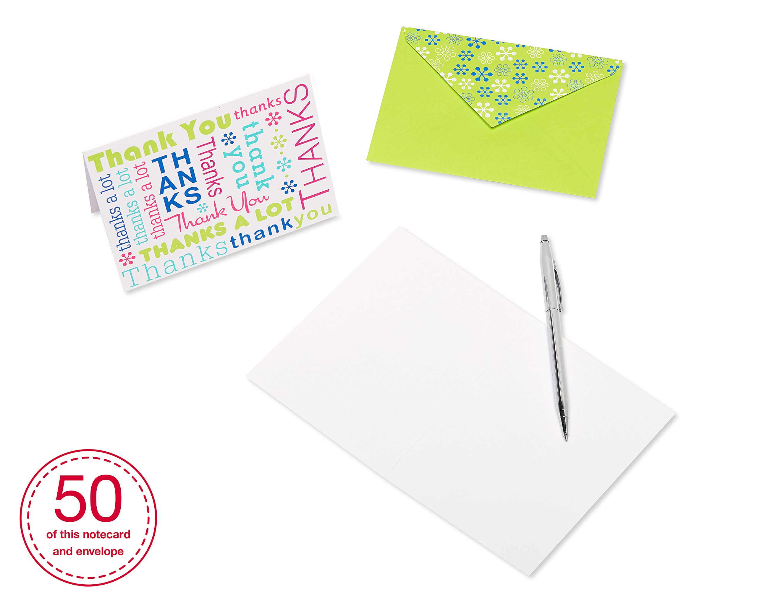 American Greetings Thank You Cards with Envelopes, Multicolored Script (50-Count) - Image 2