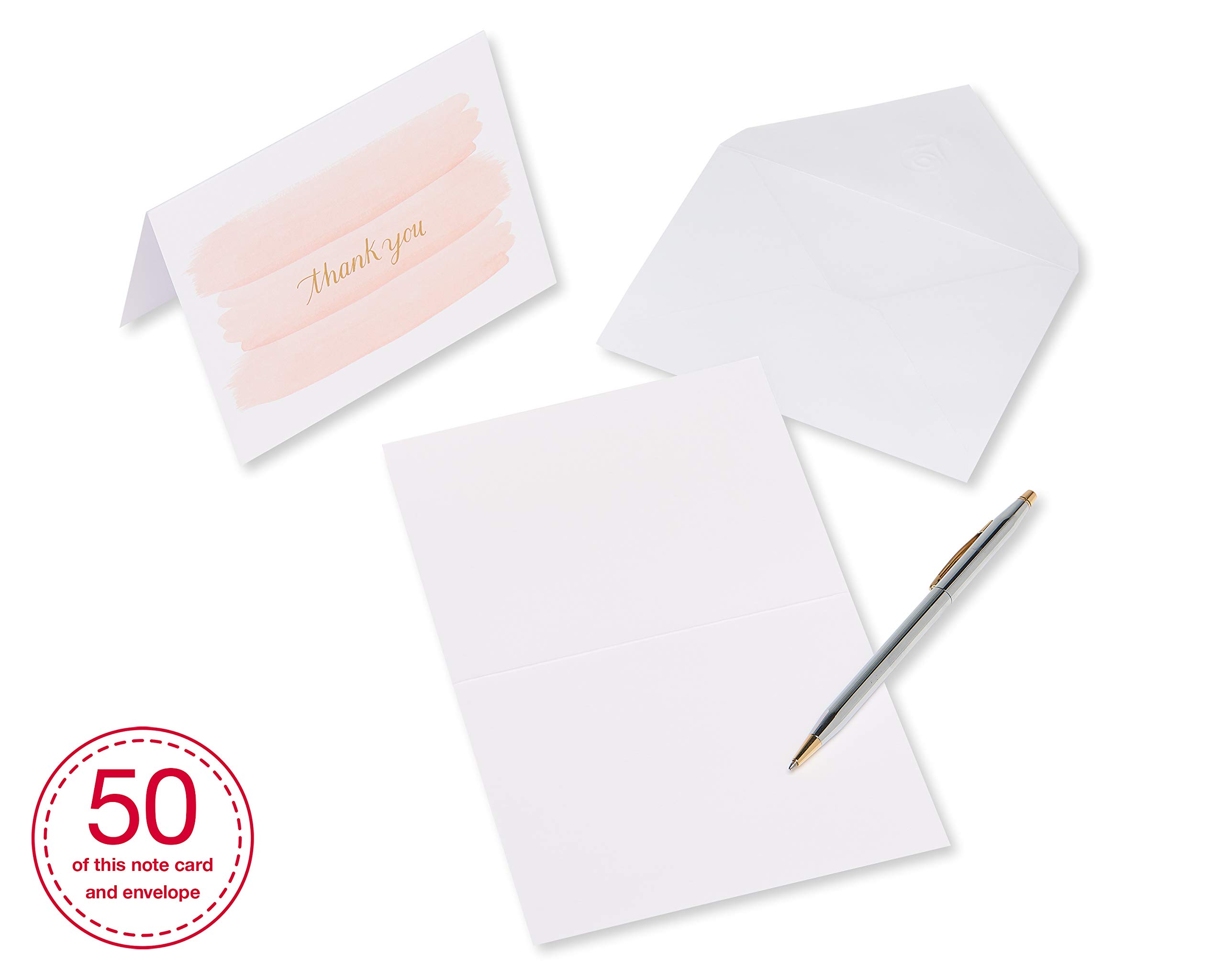 American Greetings Thank You Cards with Envelopes, Pink Brushstrokes (50-Count) - Image 3