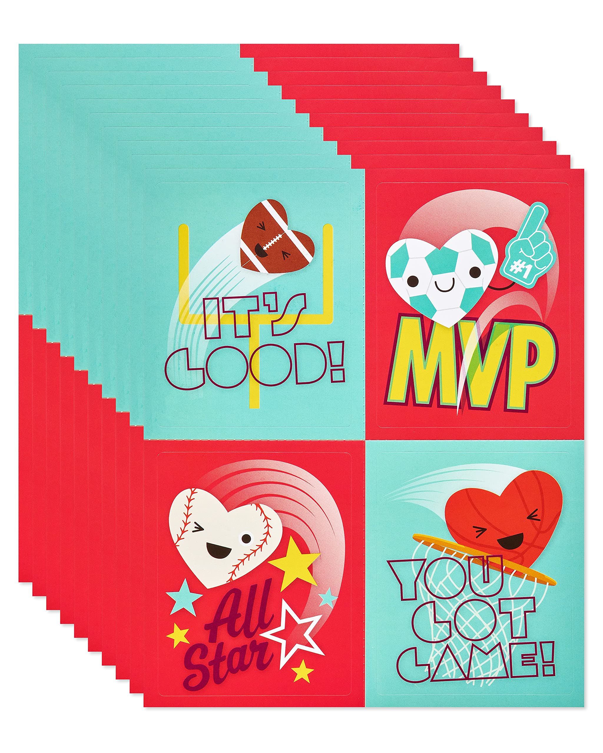 American Greetings Valentines Day Cards for Kids Classroom with Stickers, Sports (40-Count) - Image 3