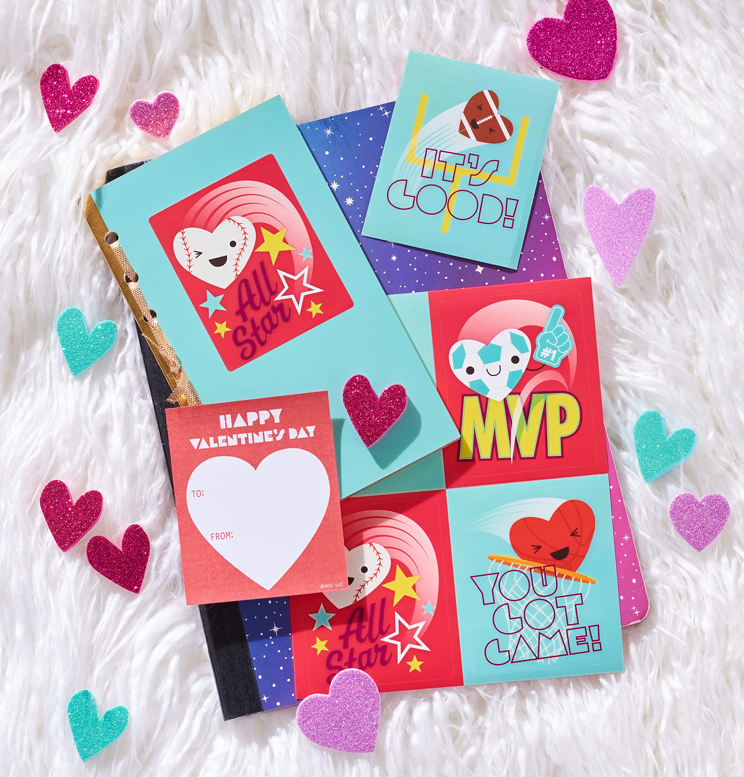American Greetings Valentines Day Cards for Kids Classroom with Stickers, Sports (40-Count) - Image 5