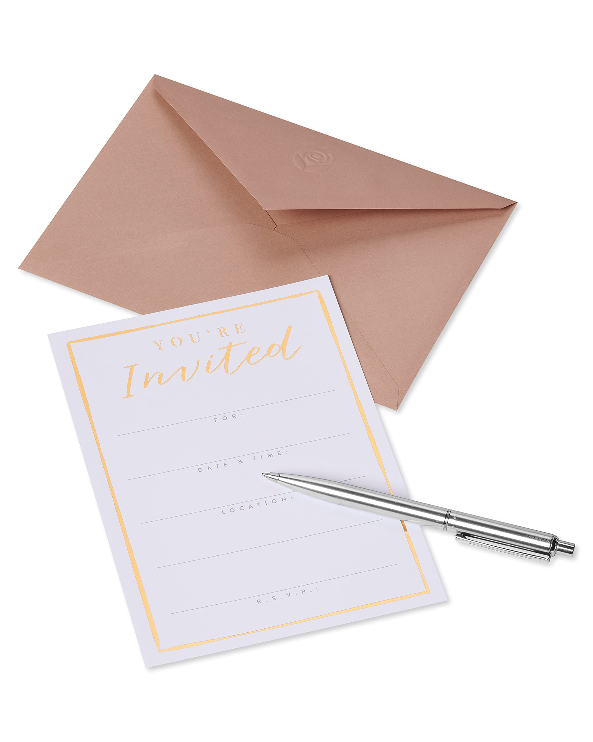 American Greetings Wedding Invitations with Envelopes, White and Gold (25-Count) - Image 3