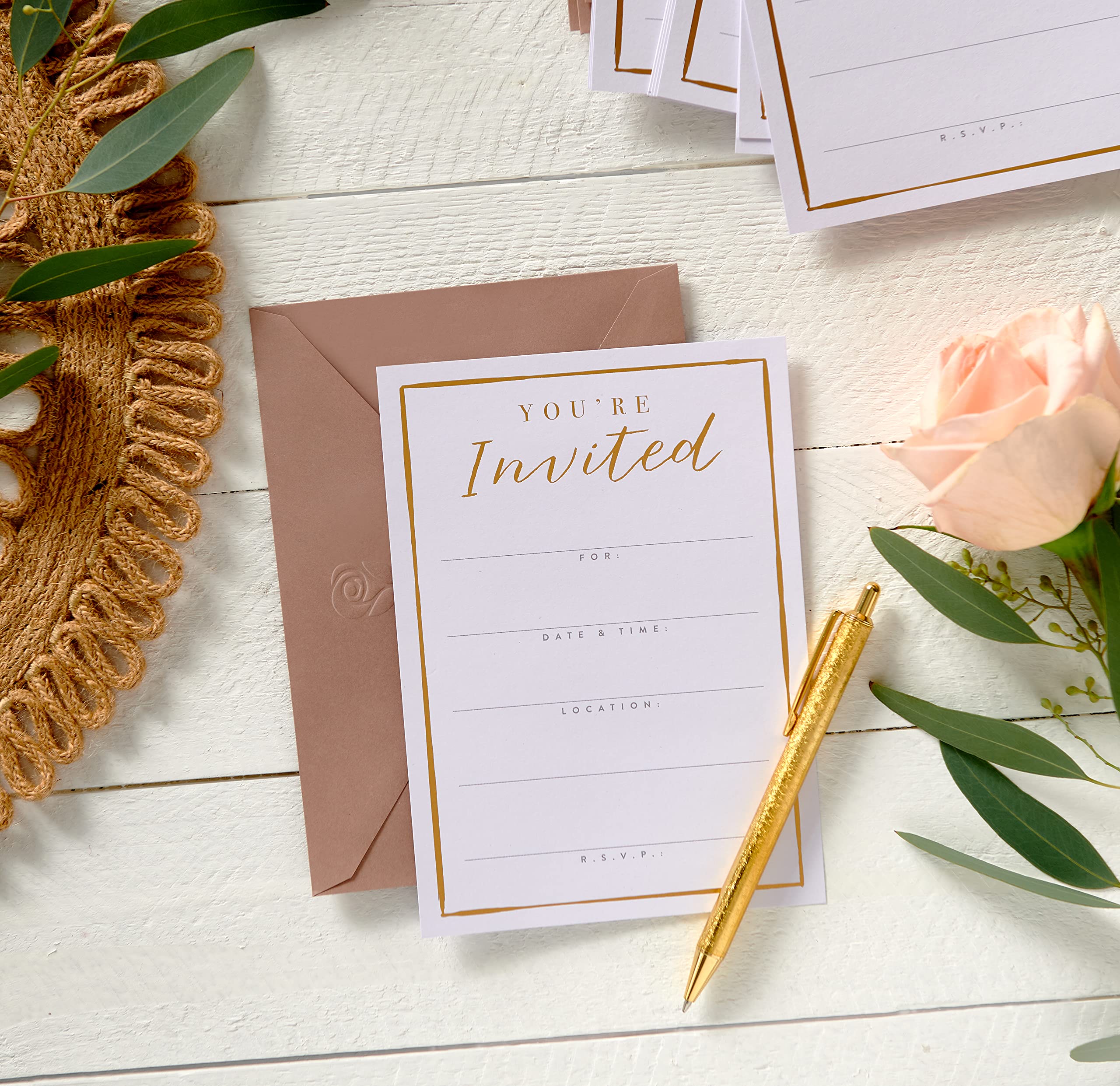 American Greetings Wedding Invitations with Envelopes, White and Gold (25-Count) - Image 5