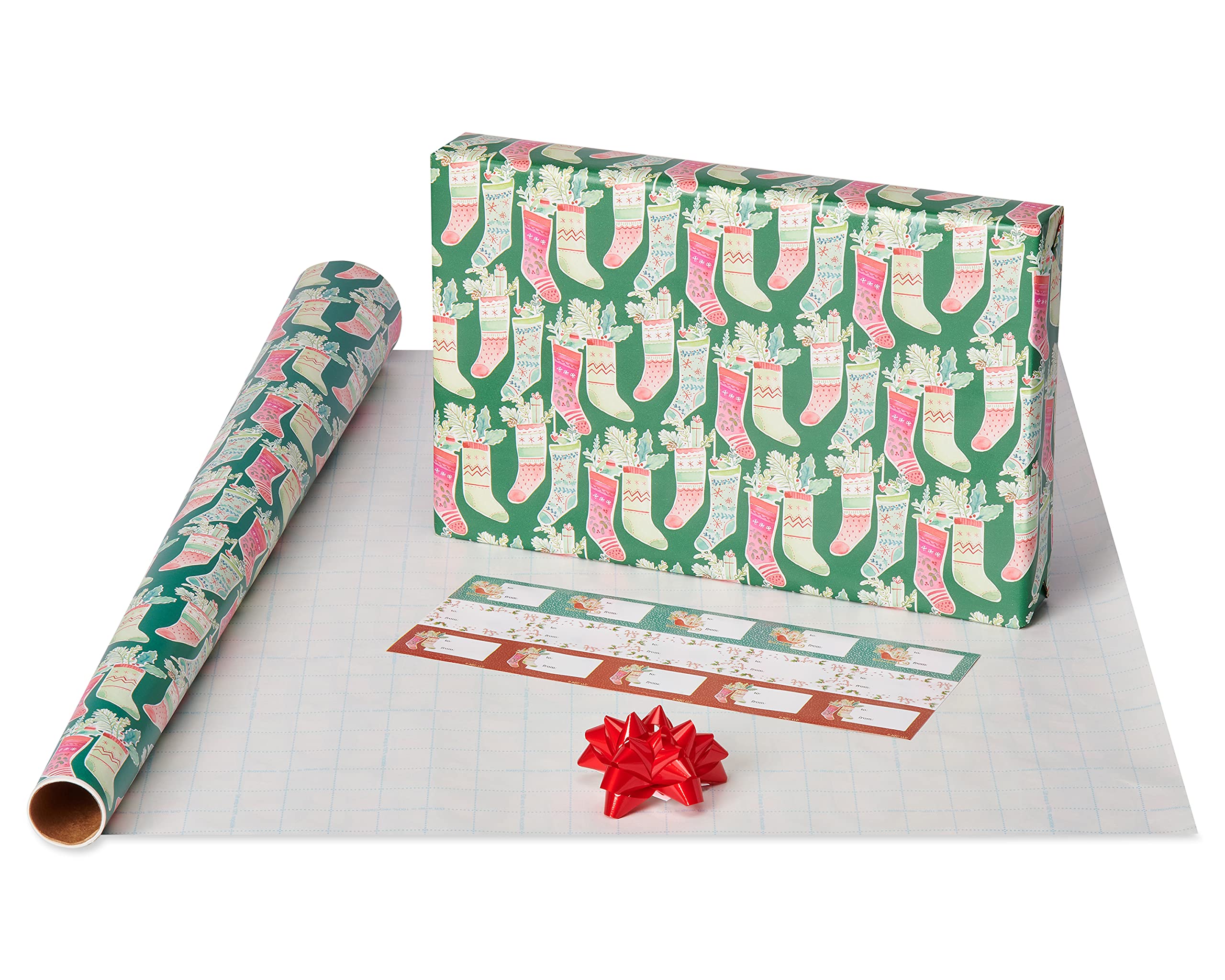 American Greetings Whimsical Christmas Wrapping Paper Set, Holiday Gift Wrap for Her (120 sq. ft., 4 rolls-30 in. x 12 ft., 7 Adhesive Bows, 30 Gift Tag Stickers) Kathy Davis Designs - Image 3