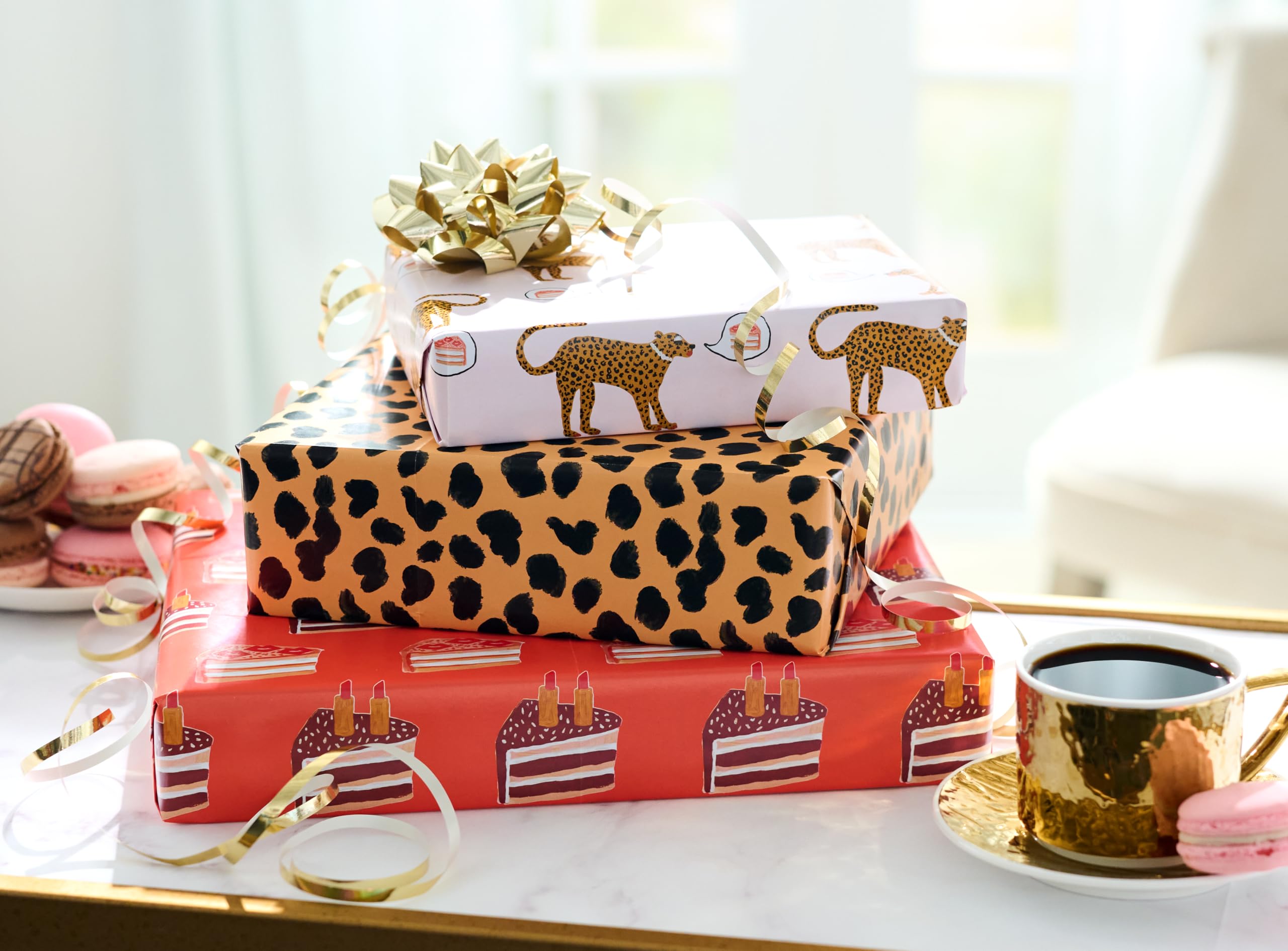 American Greetings Wrapping Paper Sheets with Gridlines, Leopard, Designed by Bouffants & Broken Hearts (12 Sheets, 30 in. x 20 in.) - Image 7